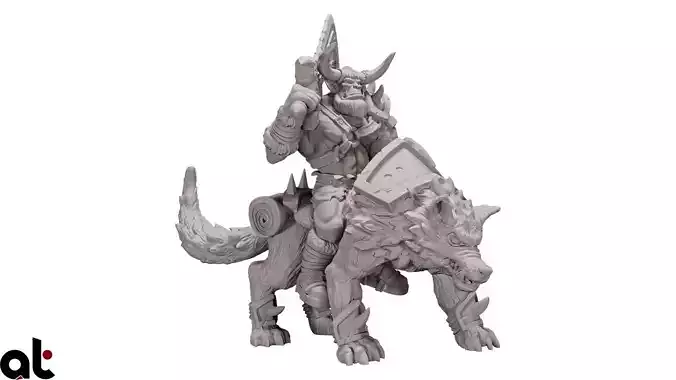 Orc Wolfrider and Wolf 3D print model