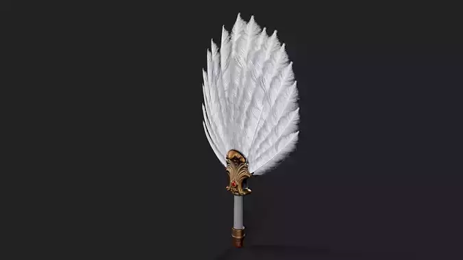 feather fan Low-poly 3D model