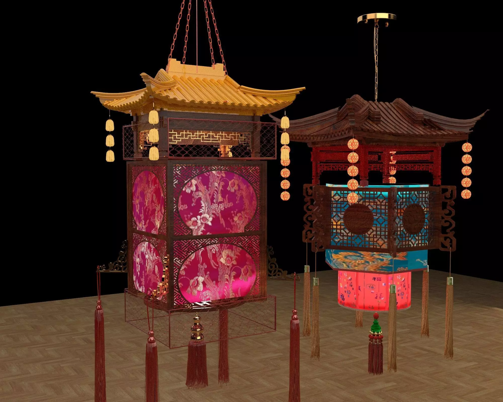 Chinese royal palace lantern 3D model_0