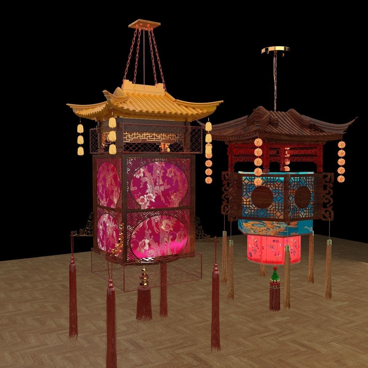 Chinese royal palace lantern 3D model_5