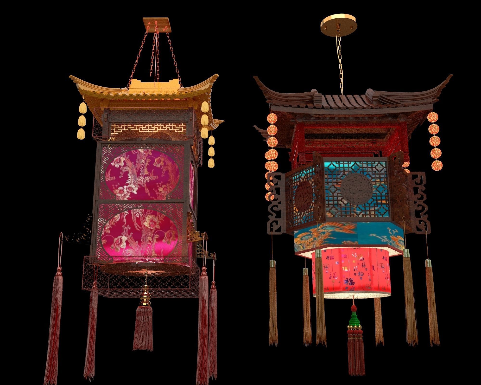 Chinese royal palace lantern 3D model_3