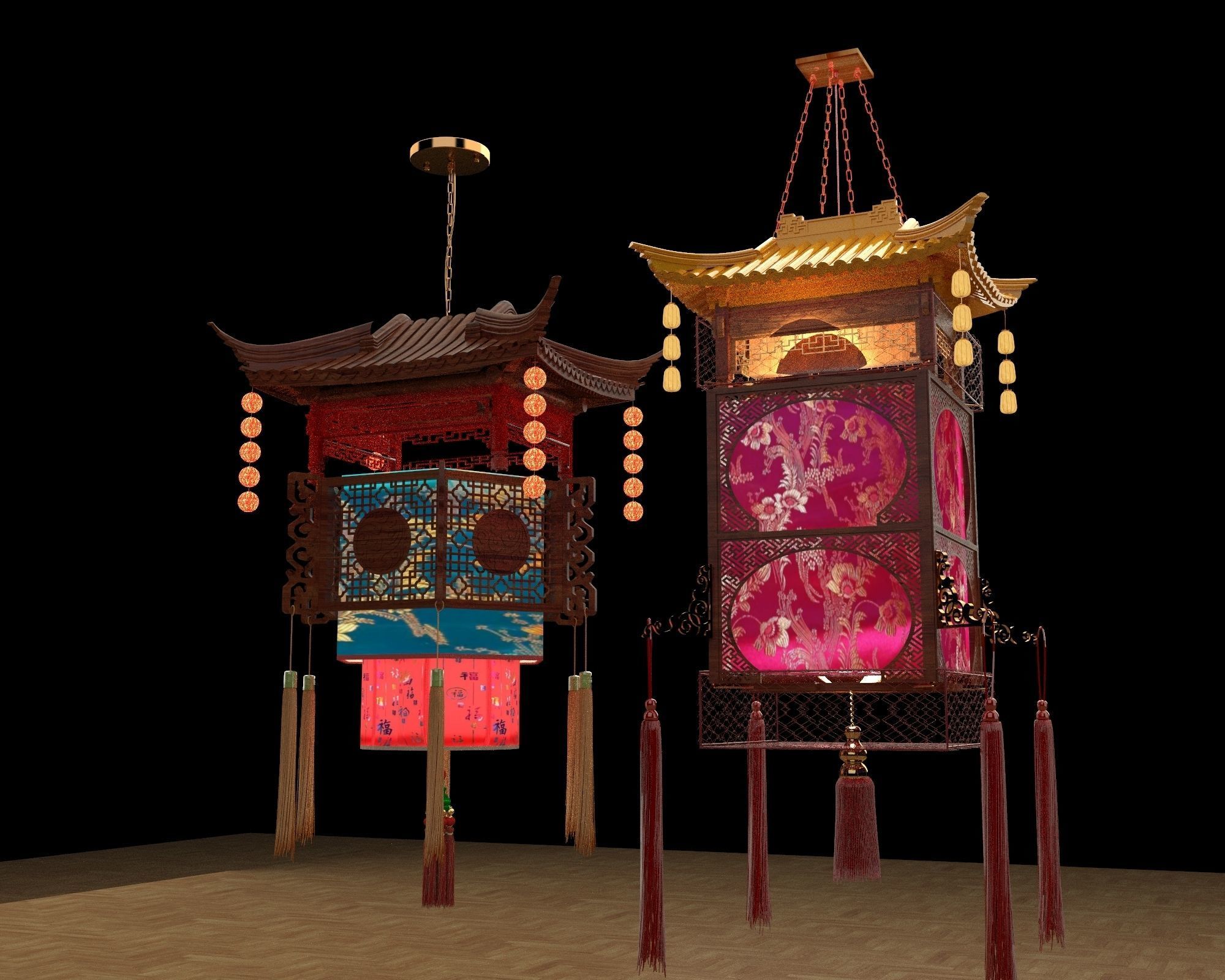 Chinese royal palace lantern 3D model_4