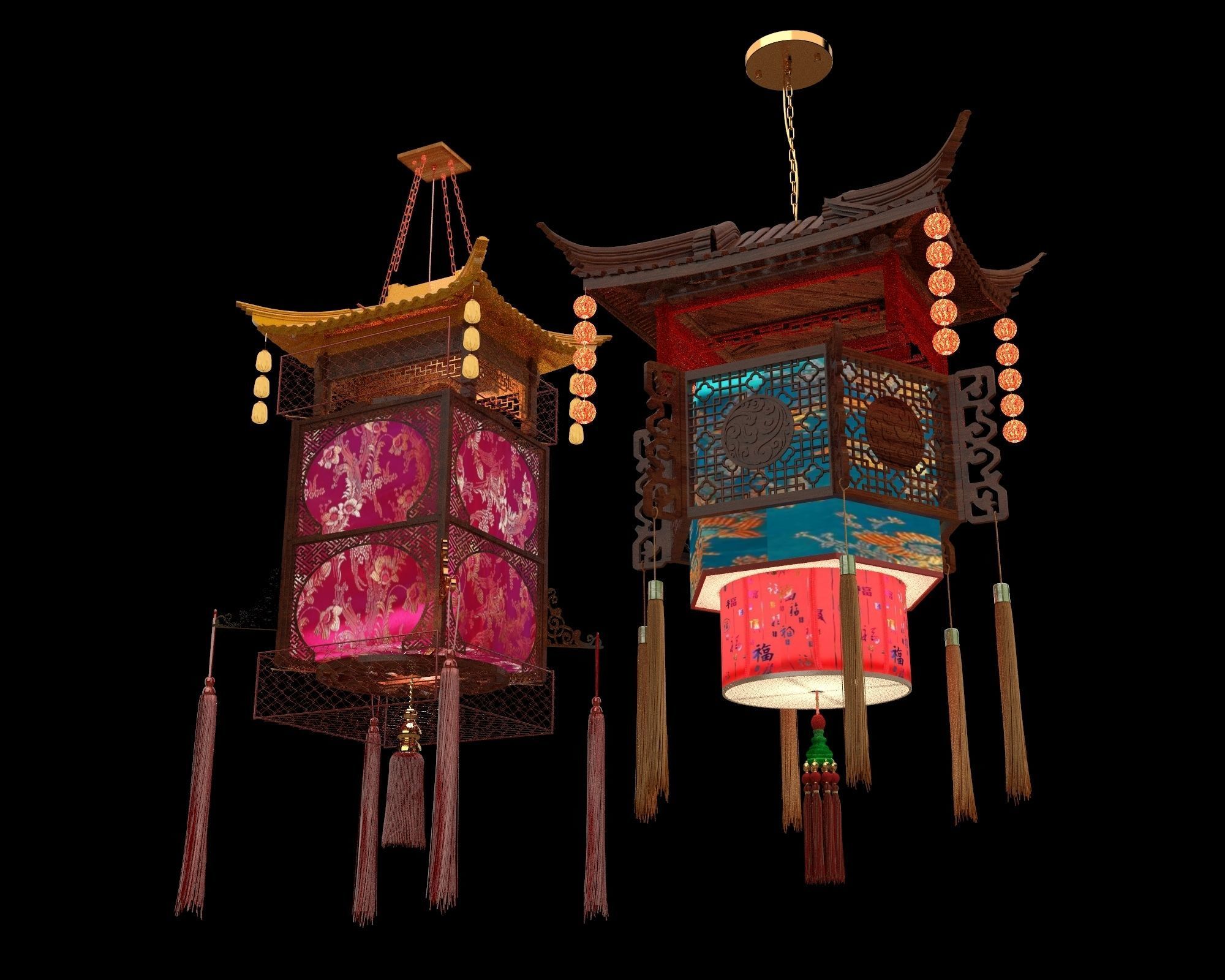 Chinese royal palace lantern 3D model_2