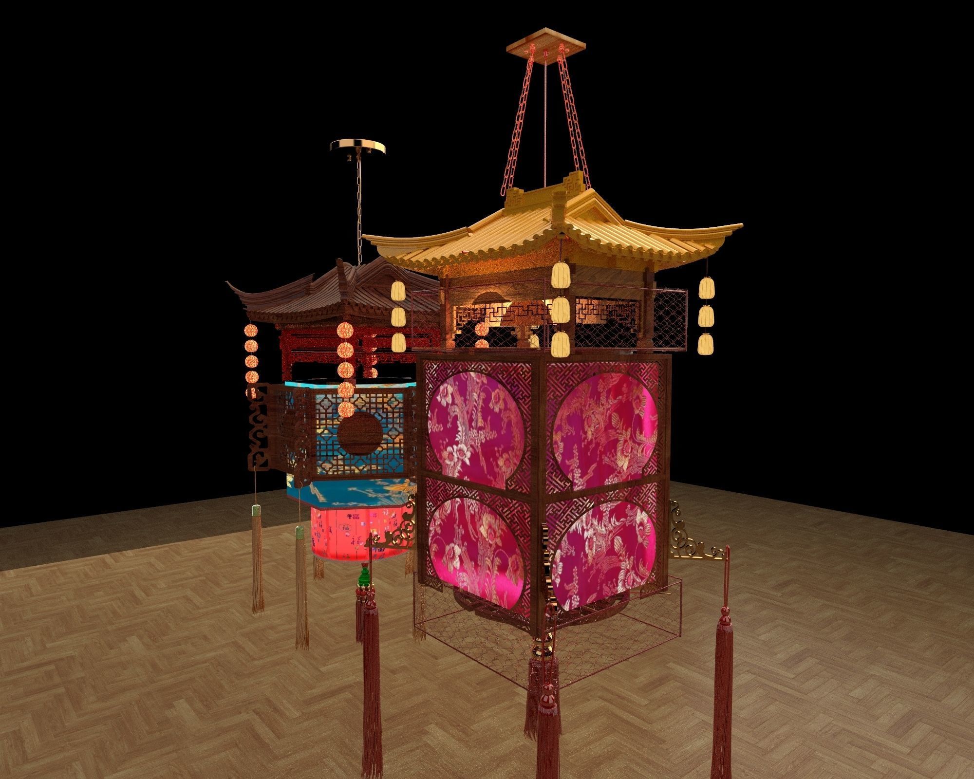 Chinese royal palace lantern 3D model_1