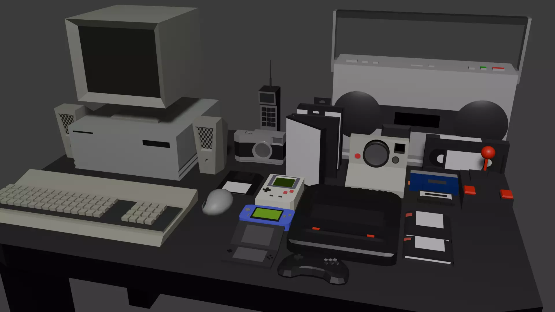 Retro Tech Low-poly 3D model_0