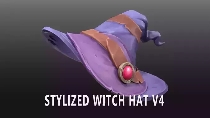 Stylised Witch Hat V4 l Game Ready l Handpainted