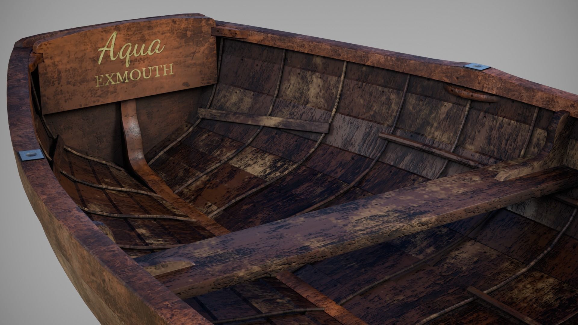 Old wooden boat 3D model_3