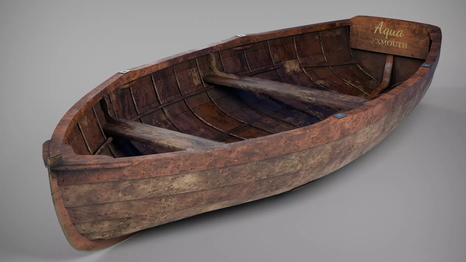 Old wooden boat 3D model_0