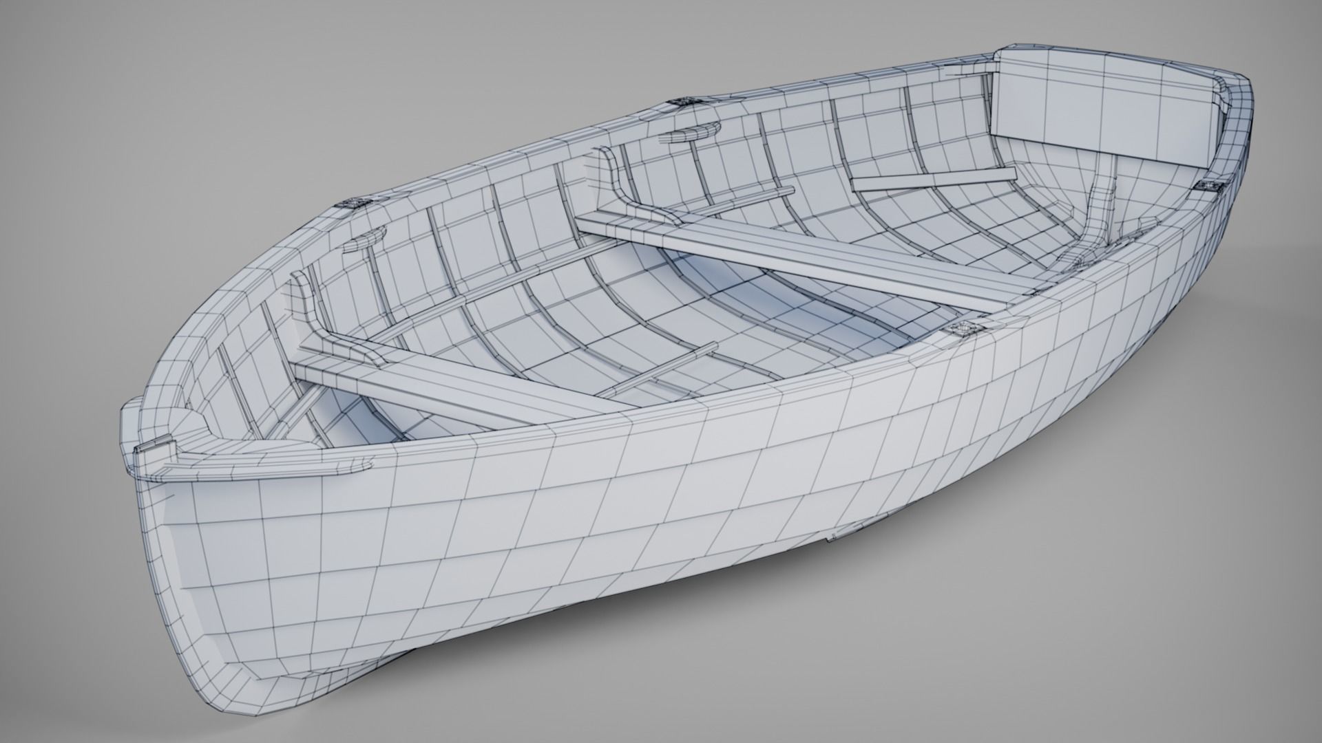 Old wooden boat 3D model_2
