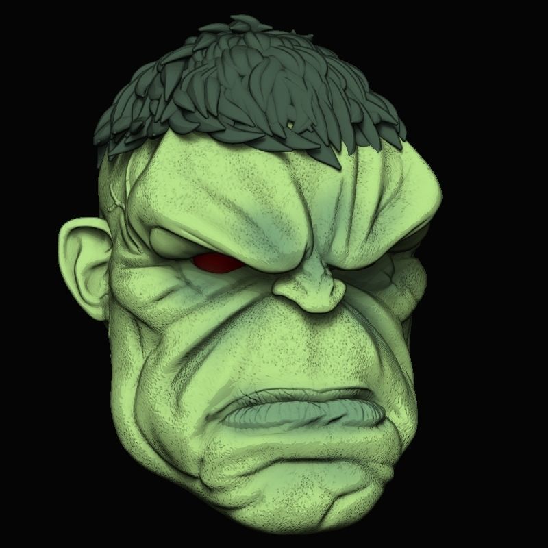 NORMAL IMMORTAL HULK HEAD 1 12 3D print model_1