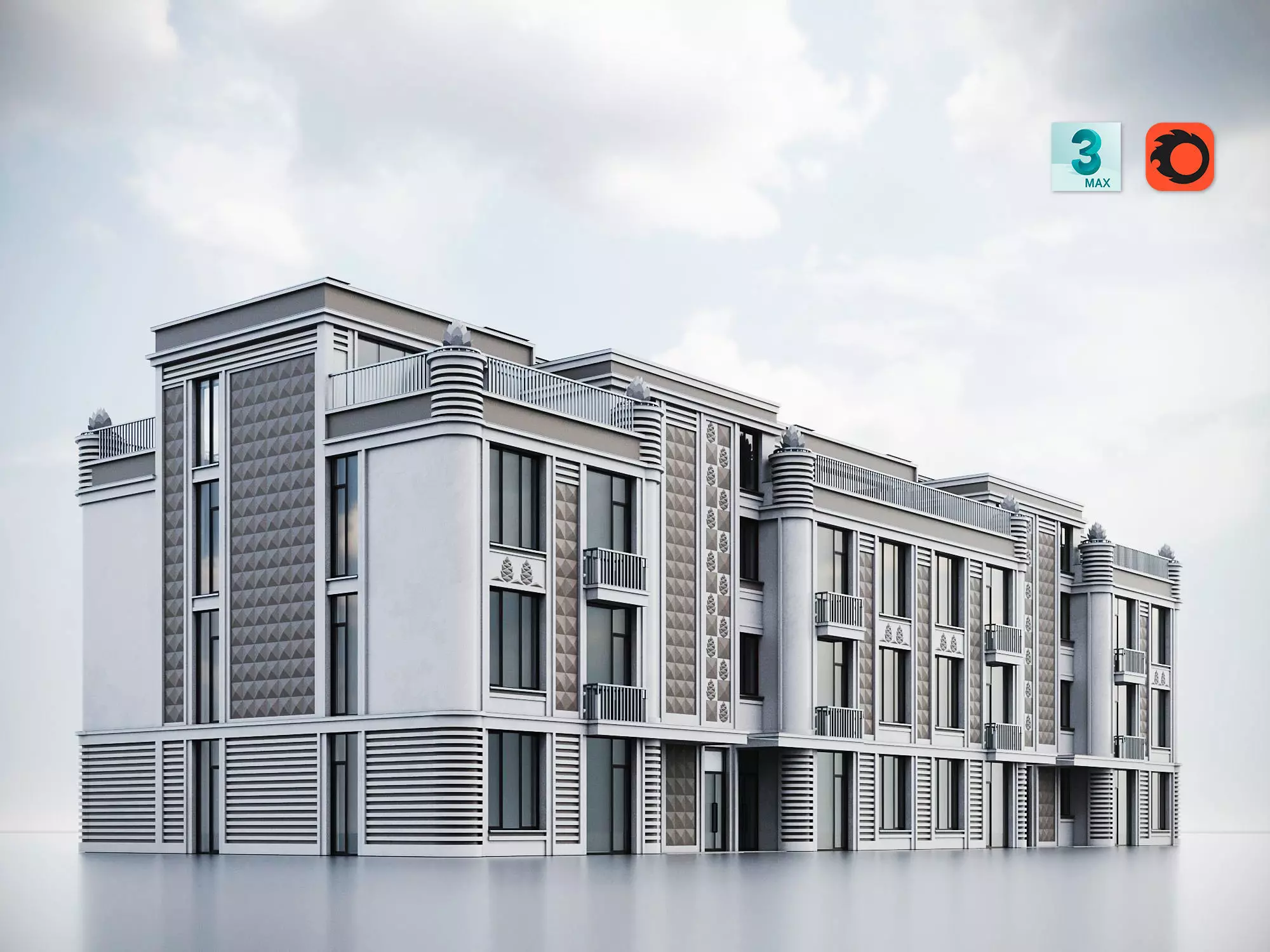 Residential Building 019 3D model_0