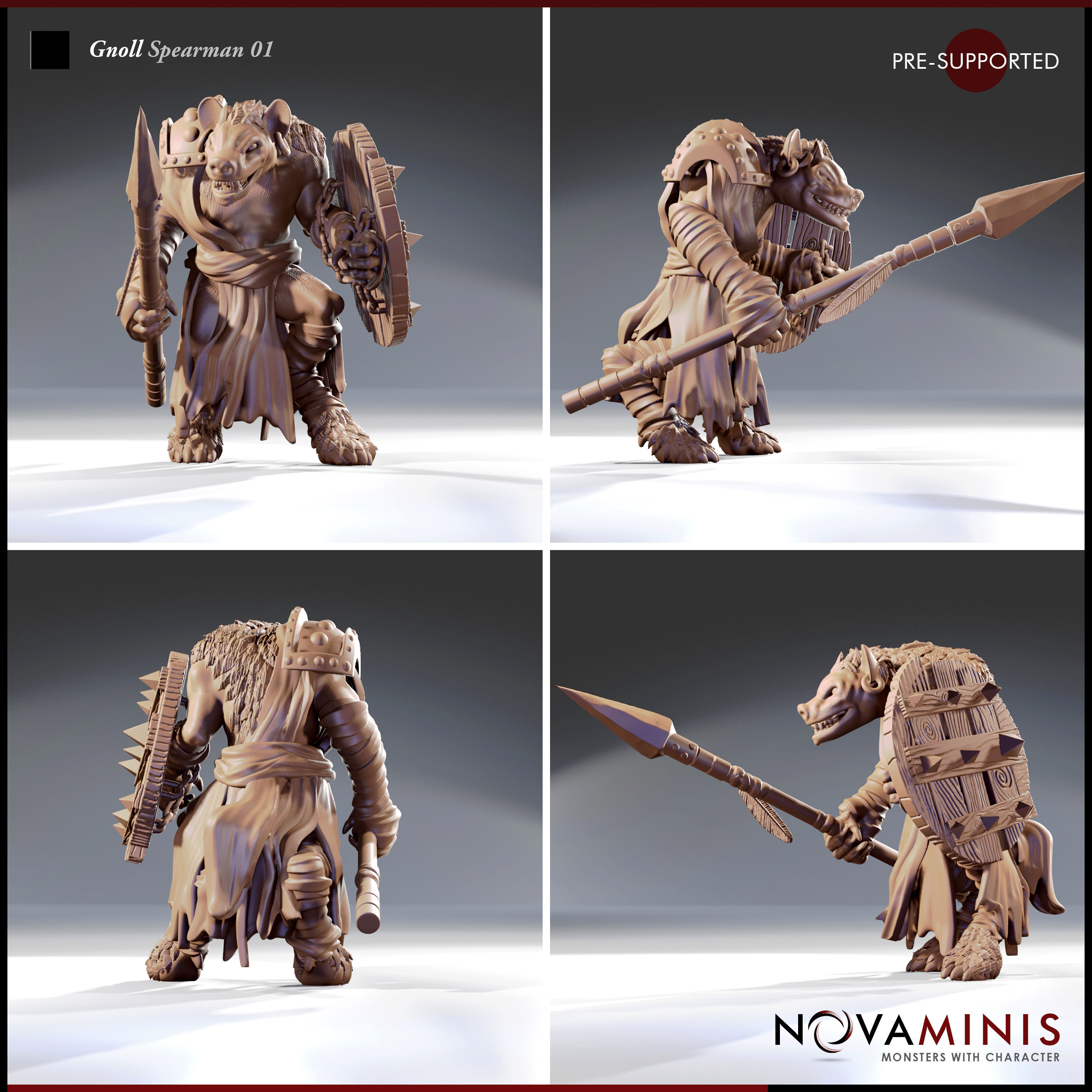 Gnoll Spearman 01 3D print model_2