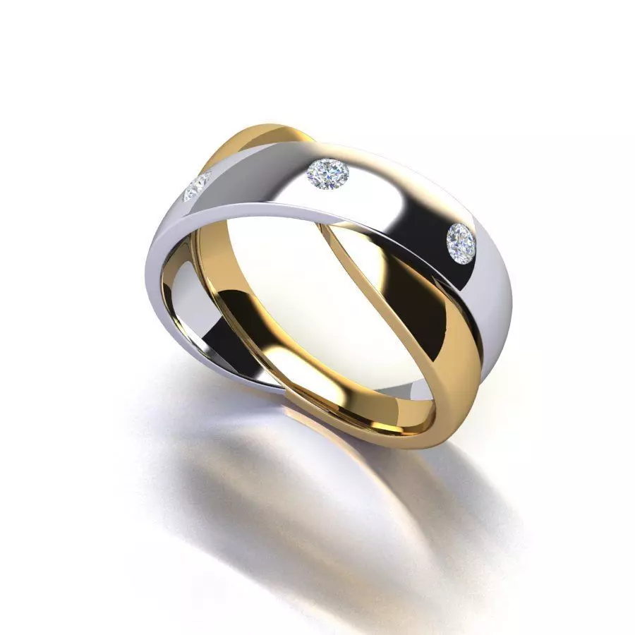 Intertwined yellow and white gold ring P-01-379 3D print model