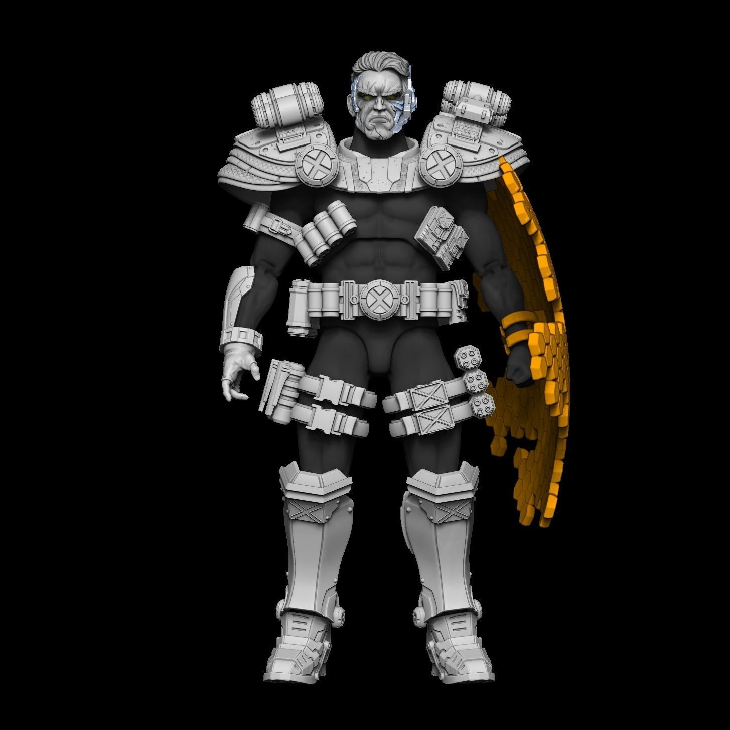 CABLE XMEN KIT WITH ARMOR HEAD AND GUN 3D print model_7