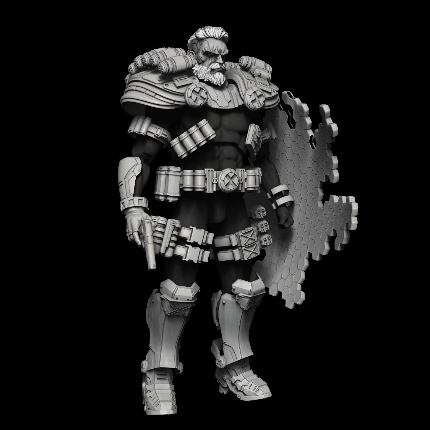 CABLE XMEN KIT WITH ARMOR HEAD AND GUN 3D print model_6
