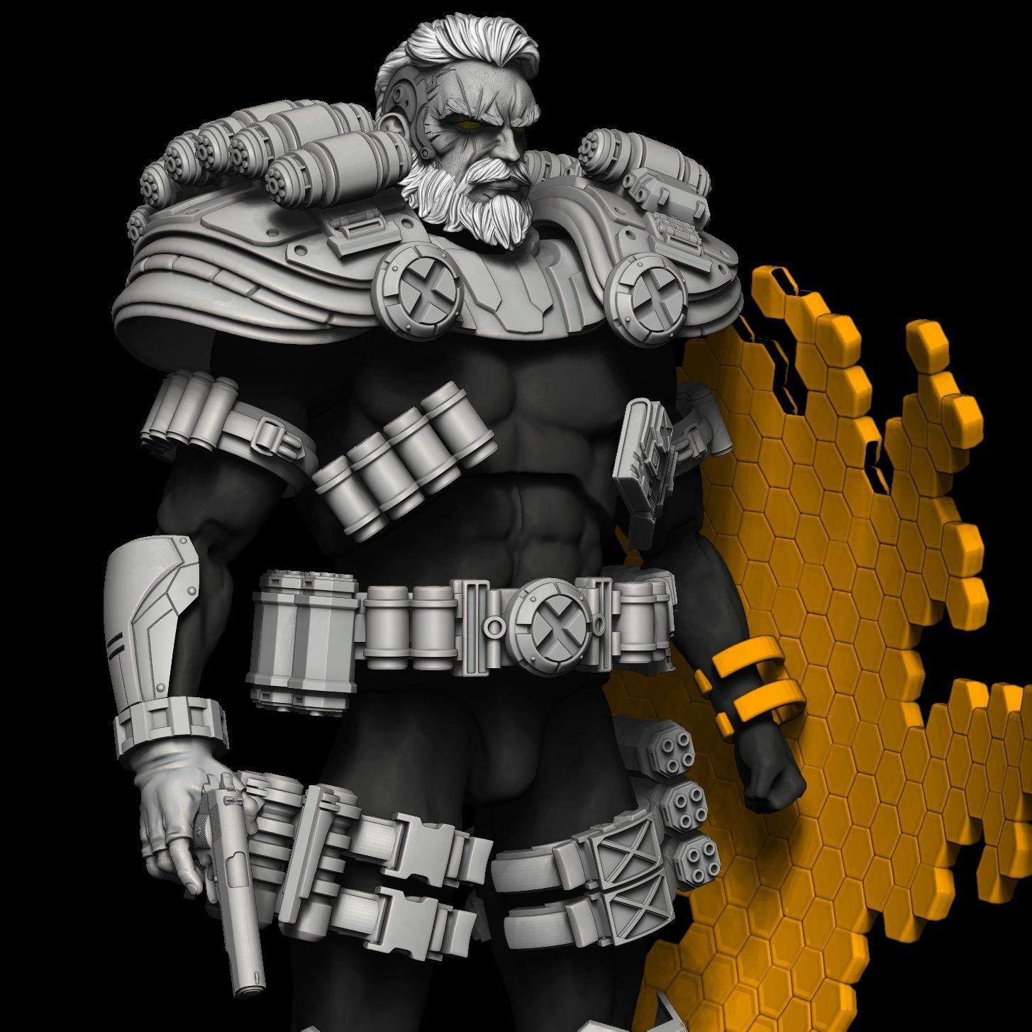 CABLE XMEN KIT WITH ARMOR HEAD AND GUN 3D print model_4