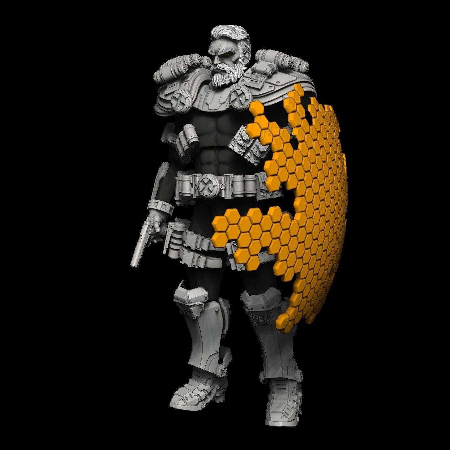 CABLE XMEN KIT WITH ARMOR HEAD AND GUN 3D print model_5