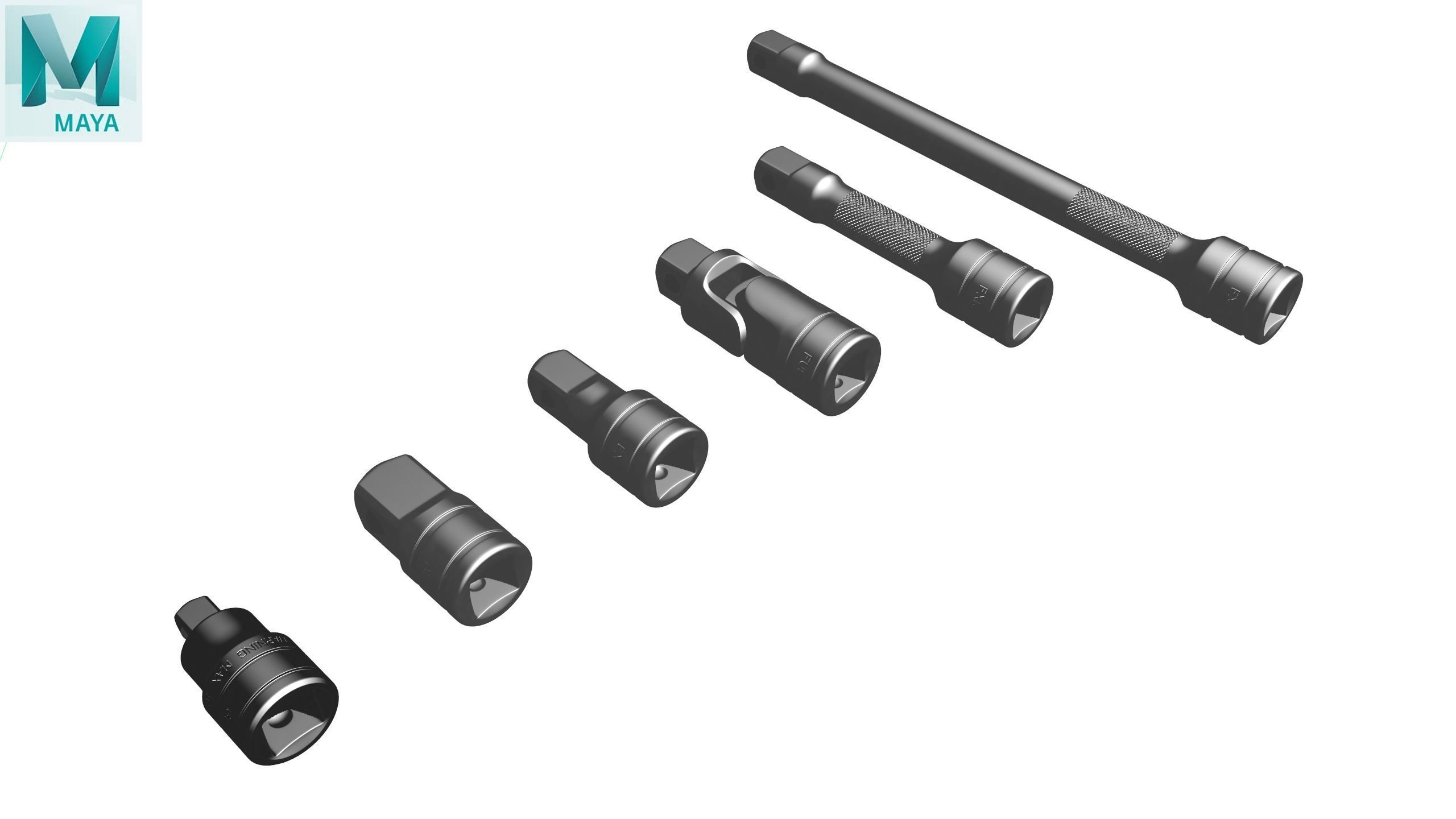 Agggl GFAT1E Drive Adaptor Extension Set Low-poly 3D model_27