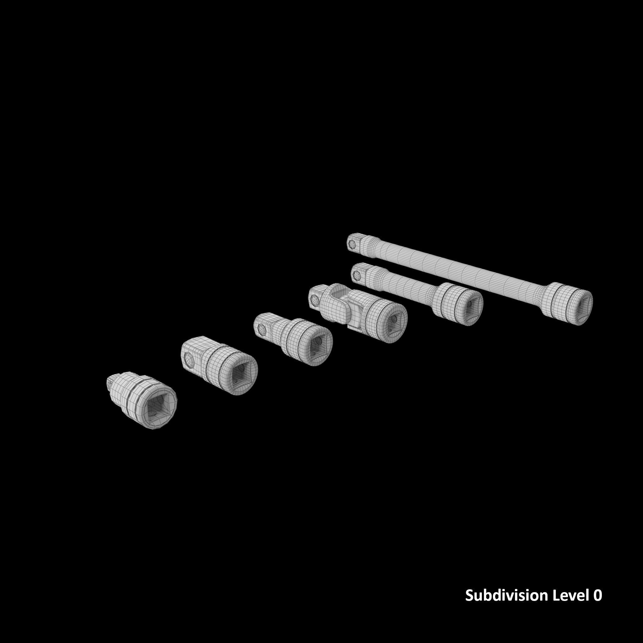 Agggl GFAT1E Drive Adaptor Extension Set Low-poly 3D model_10