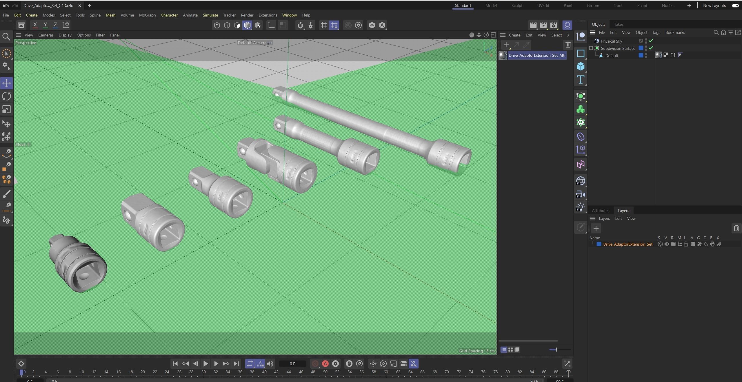 Agggl GFAT1E Drive Adaptor Extension Set Low-poly 3D model_30