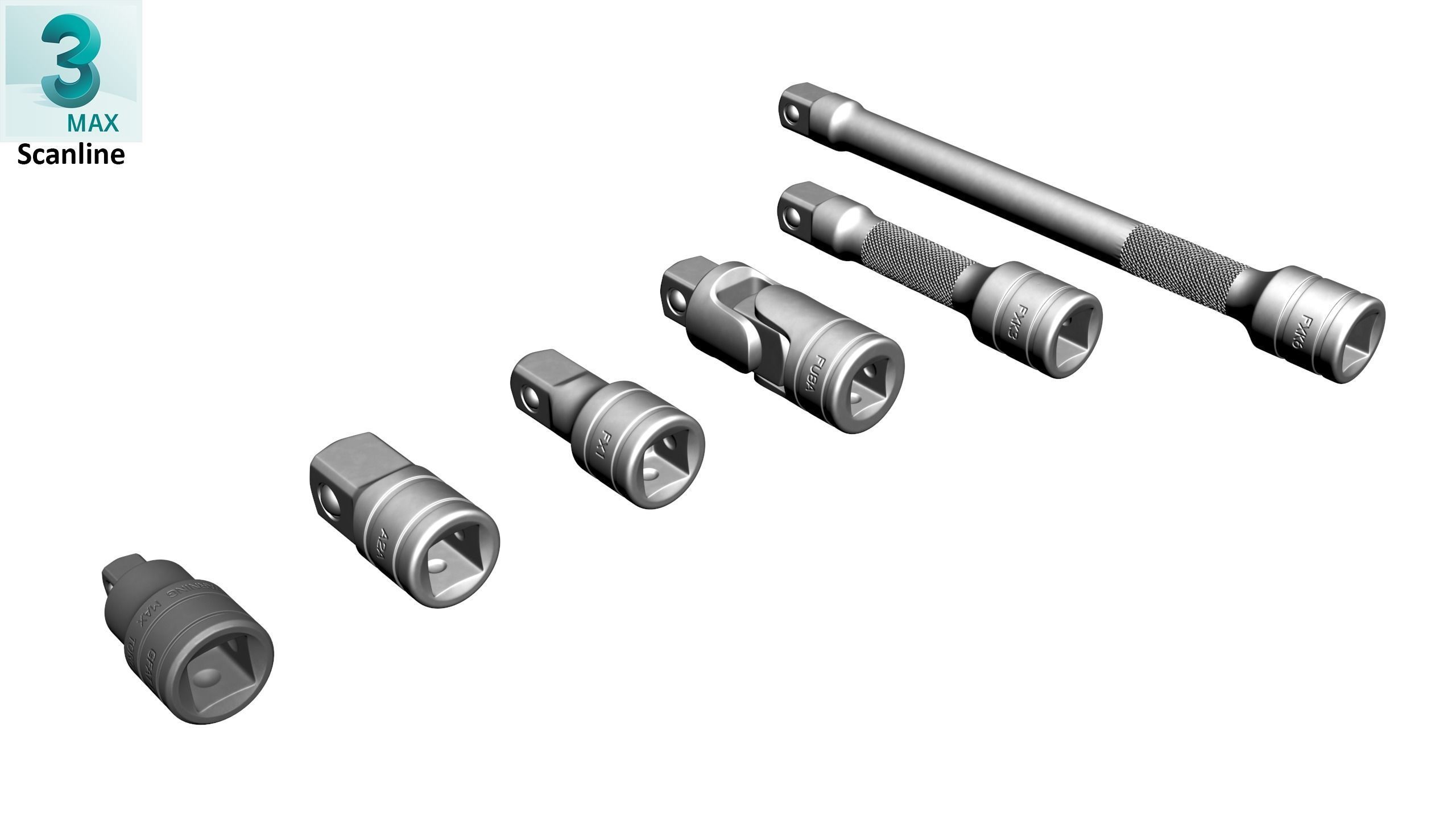 Agggl GFAT1E Drive Adaptor Extension Set Low-poly 3D model_25