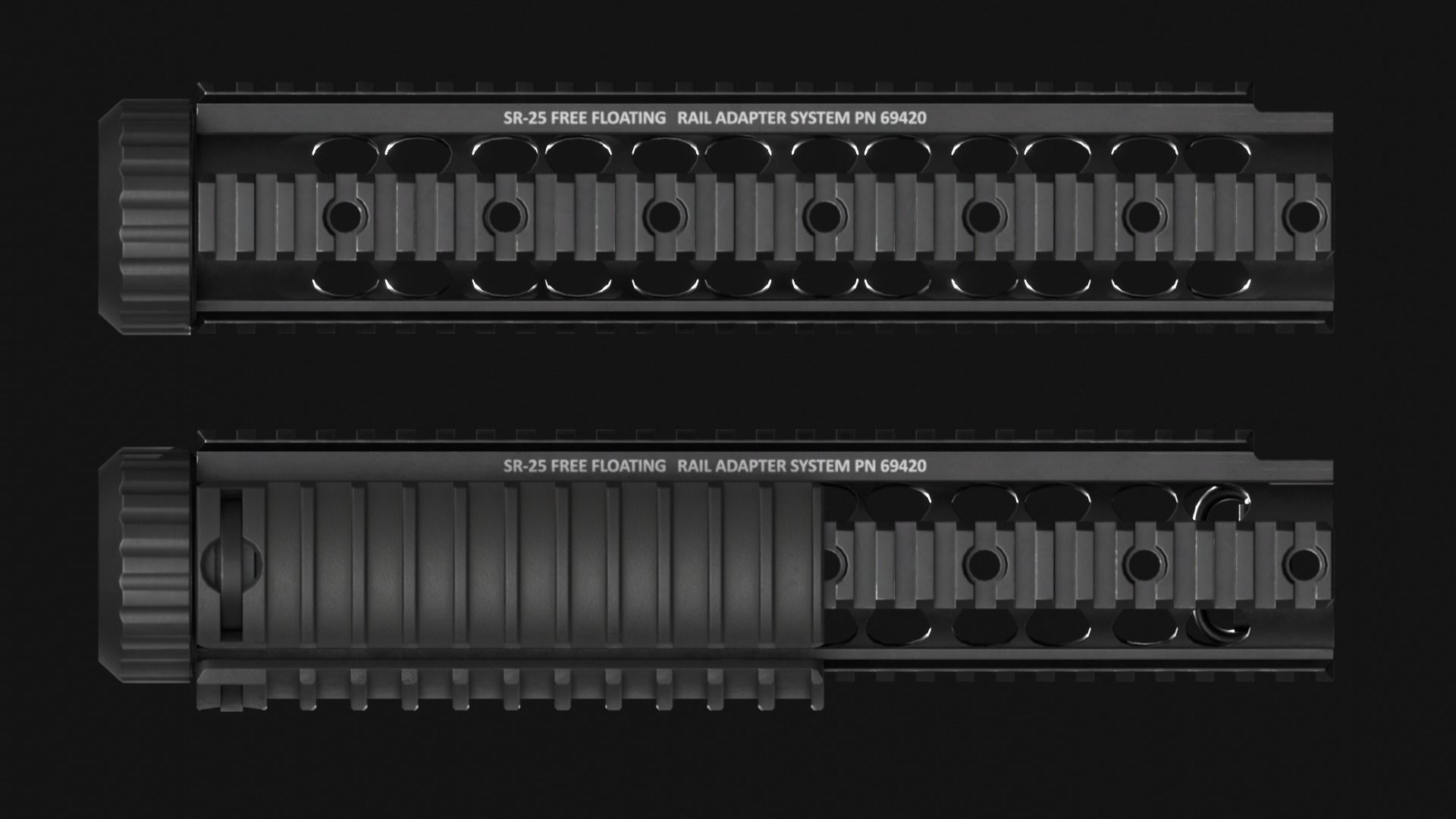 KAC SR-25 Free Floating Picatinny Handguard - Game Asset Low-poly 3D model_4