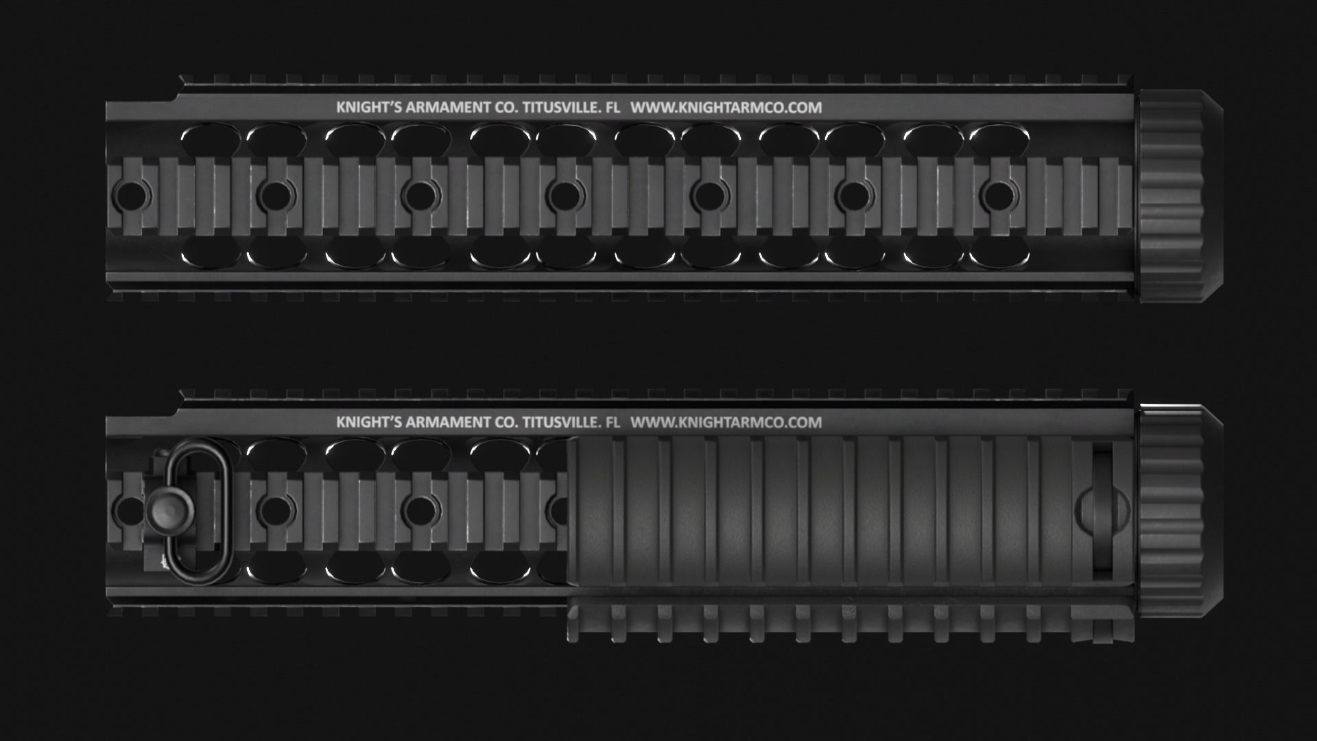 KAC SR-25 Free Floating Picatinny Handguard - Game Asset Low-poly 3D model_3