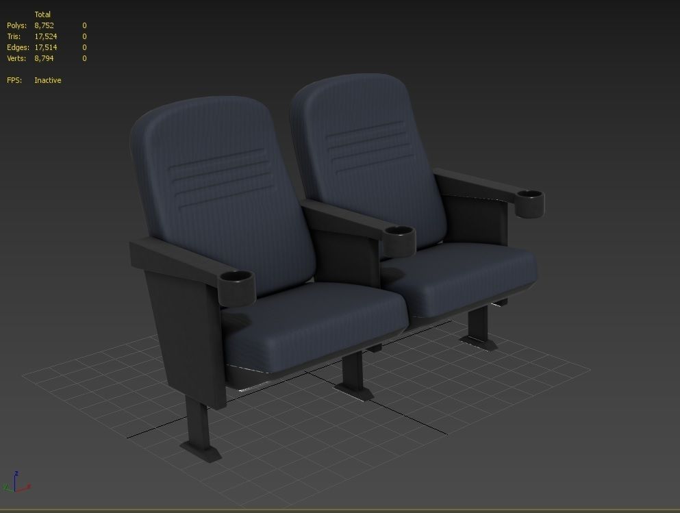 Cinema Seat M01 Low-poly 3D model_2