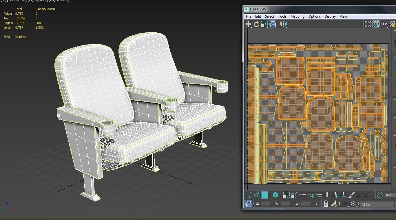 Cinema Seat M01 Low-poly 3D model_8