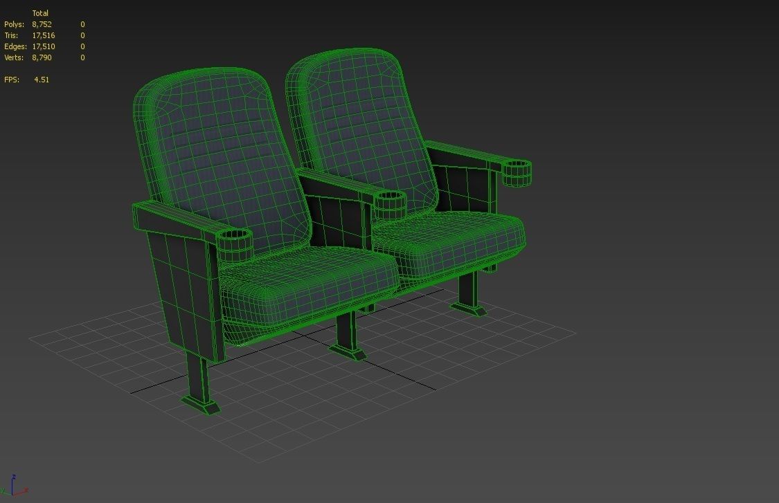 Cinema Seat M01 Low-poly 3D model_1