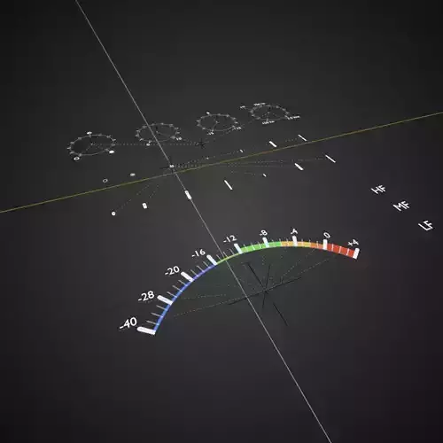 Audio volume and knobs volume meters template VUM RMS