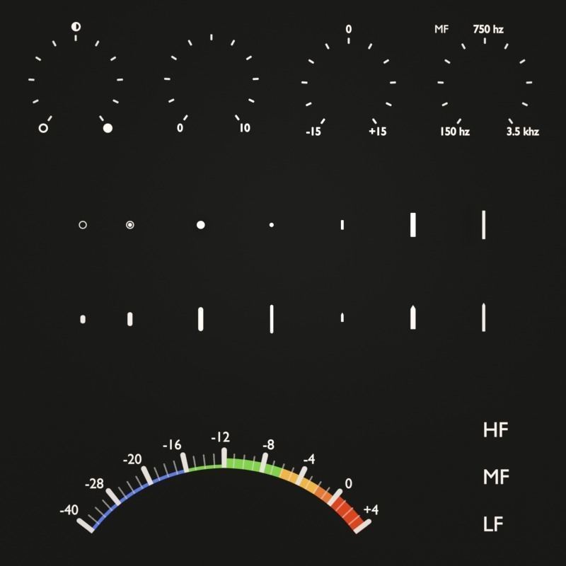Audio volume and knobs volume meters template VUM RMS 3D model_2