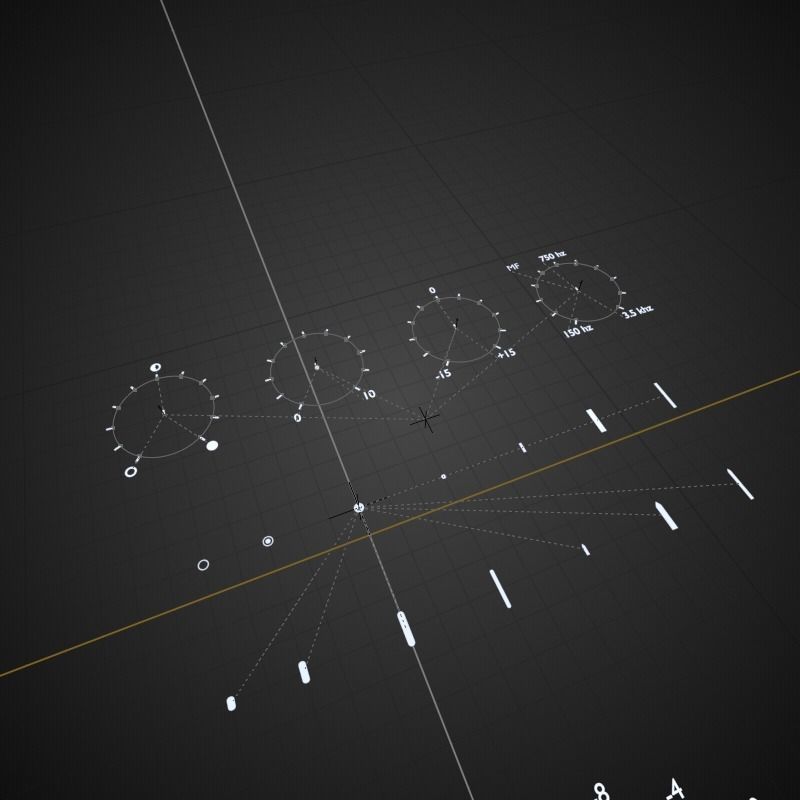 Audio volume and knobs volume meters template VUM RMS 3D model_1