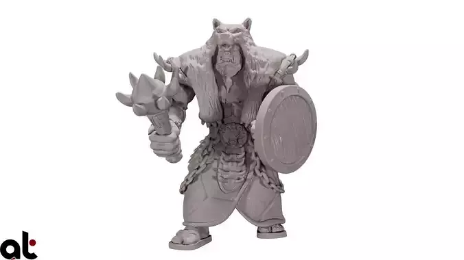 Orc shaman attack pose 3D print model