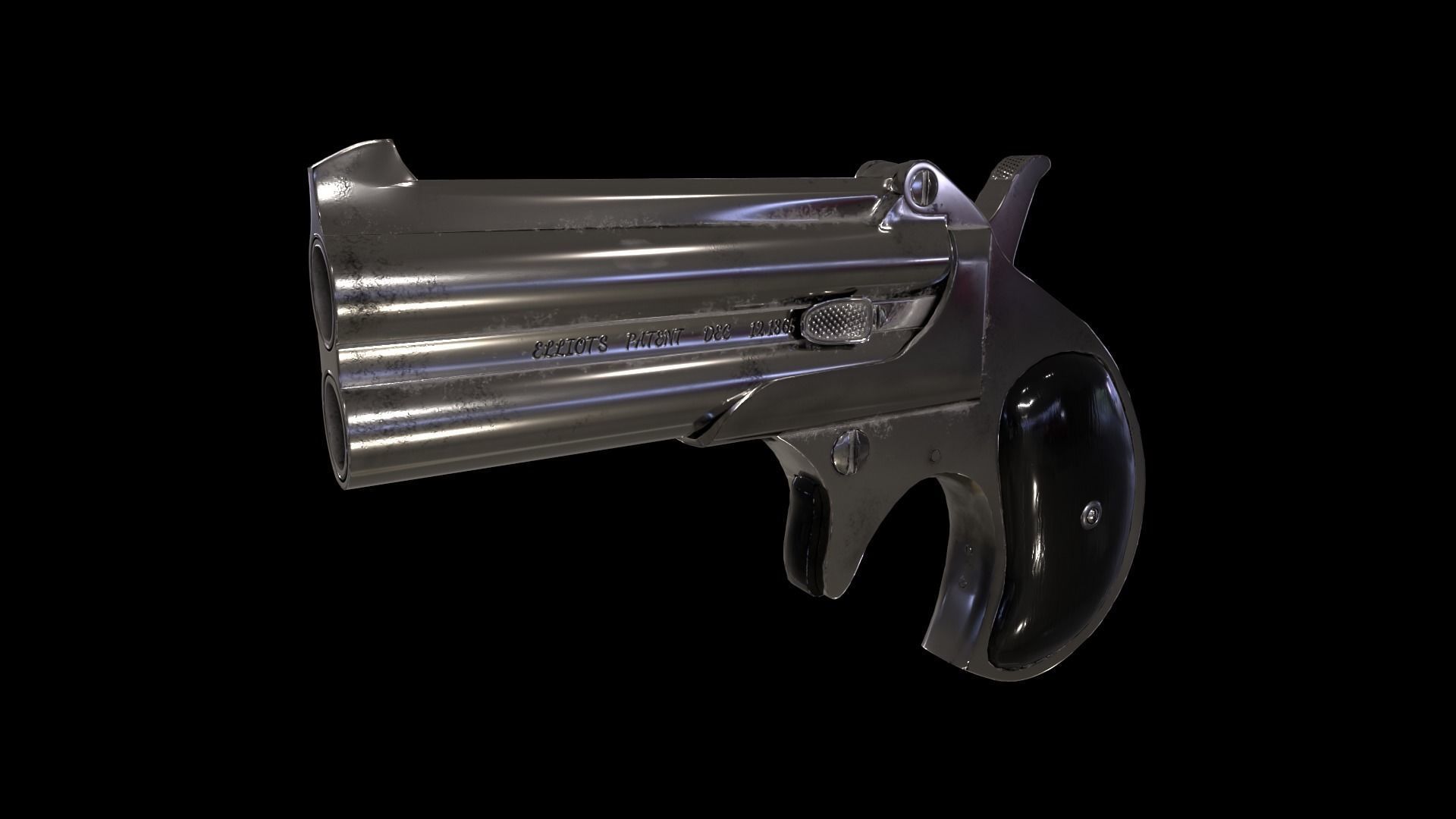 Remington Double Derringer Model 95 Low-poly 3D model_6