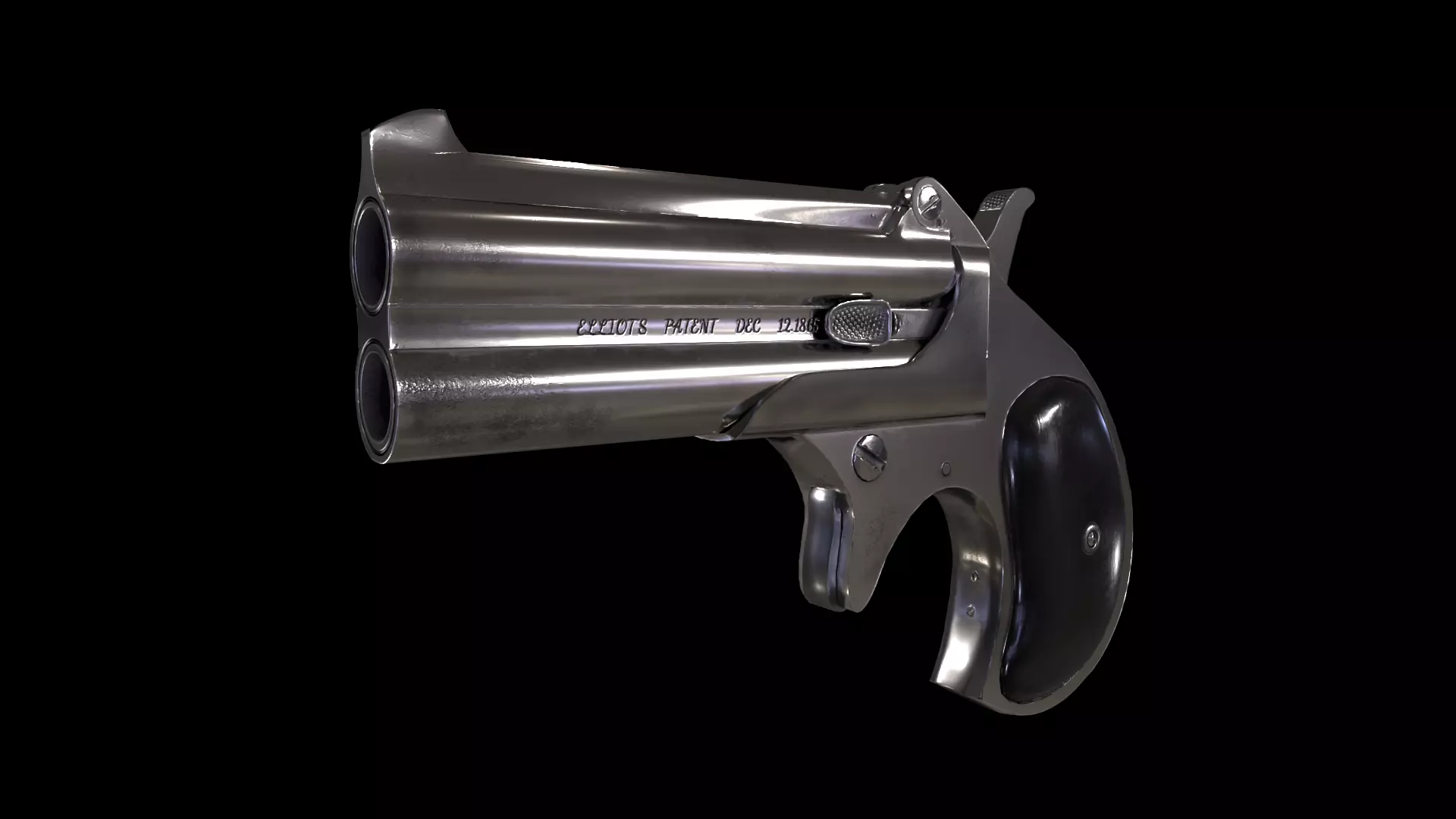 Remington Double Derringer Model 95 Low-poly 3D model_0