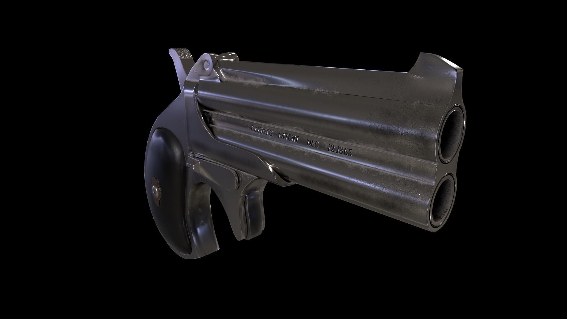 Remington Double Derringer Model 95 Low-poly 3D model_1