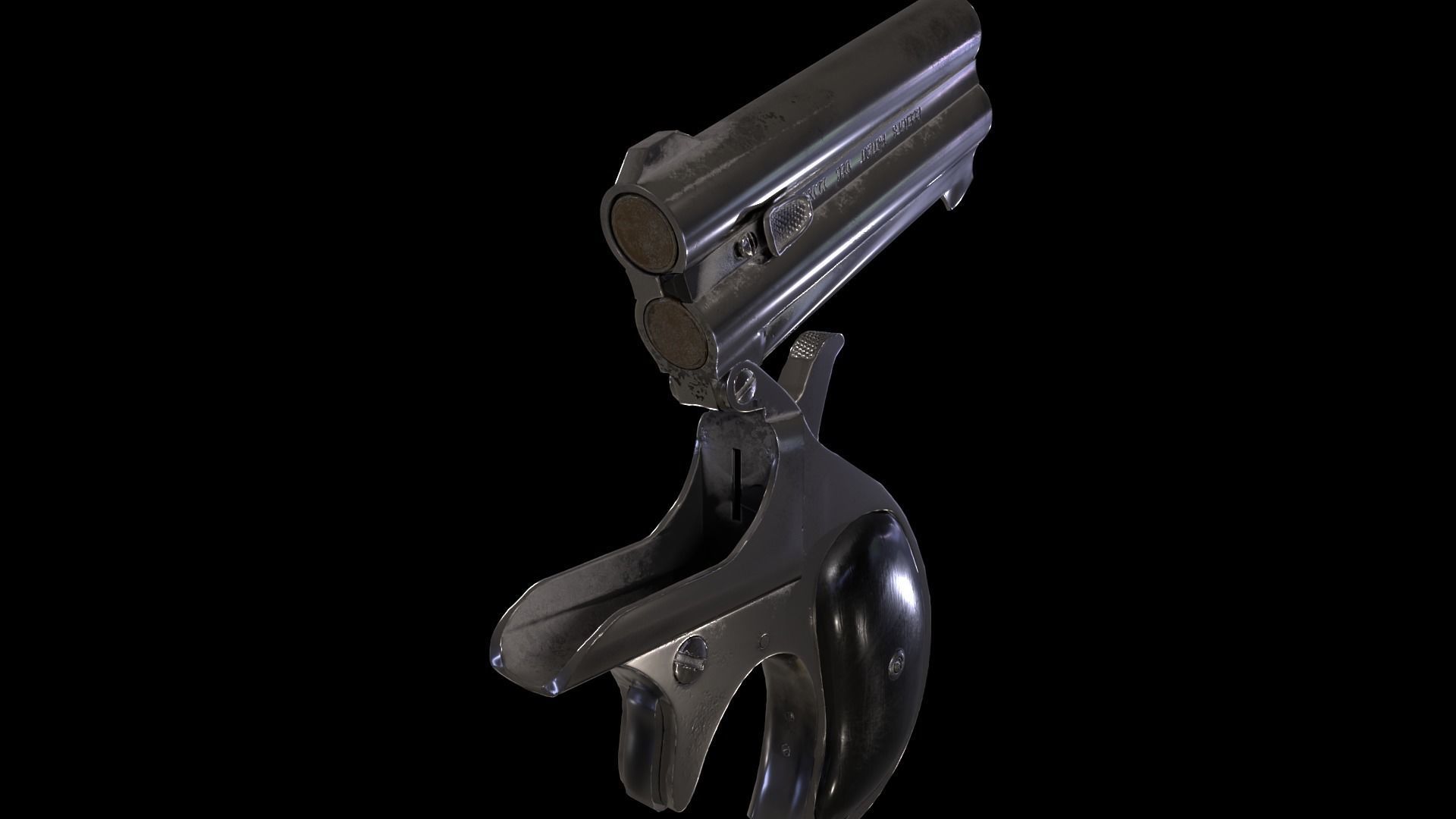 Remington Double Derringer Model 95 Low-poly 3D model_4