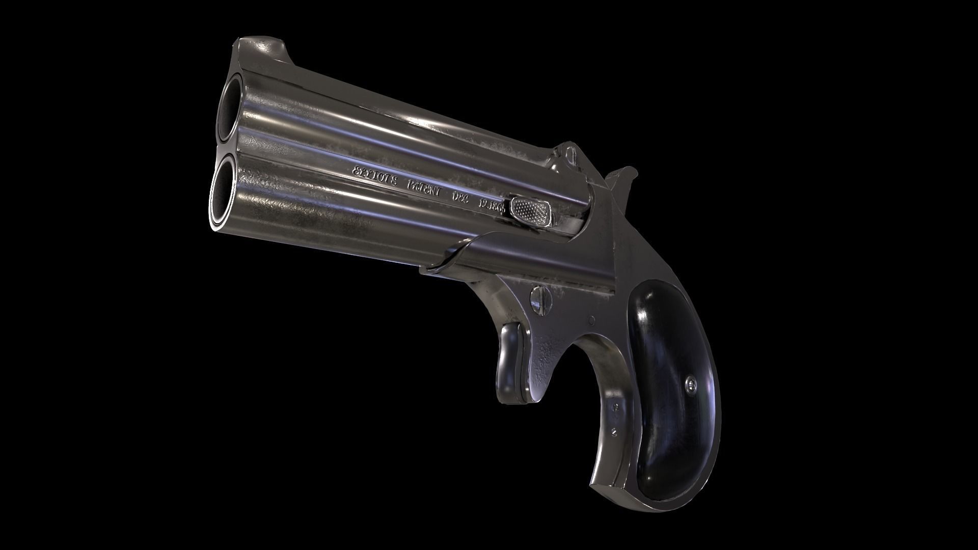 Remington Double Derringer Model 95 Low-poly 3D model_2