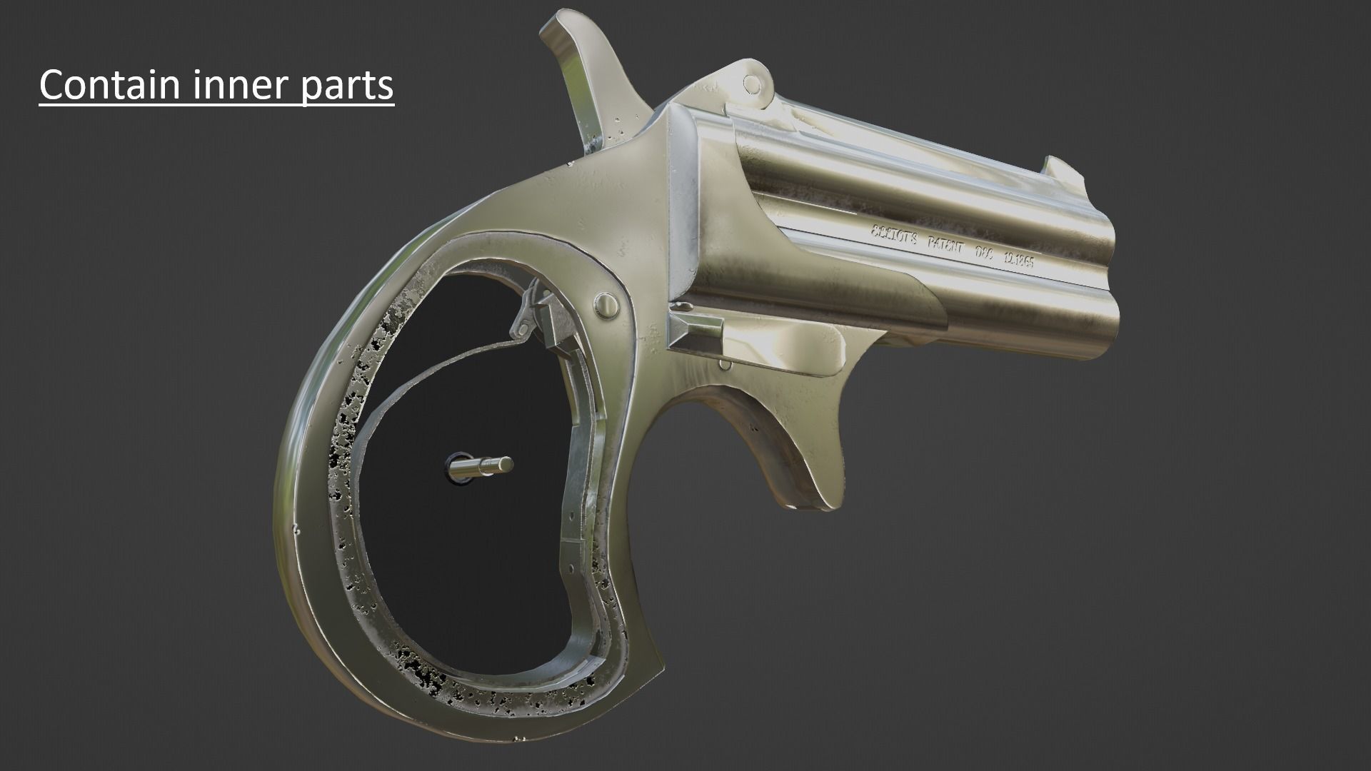 Remington Double Derringer Model 95 Low-poly 3D model_5