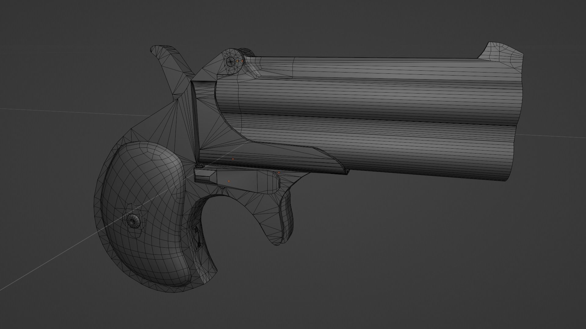 Remington Double Derringer Model 95 Low-poly 3D model_9