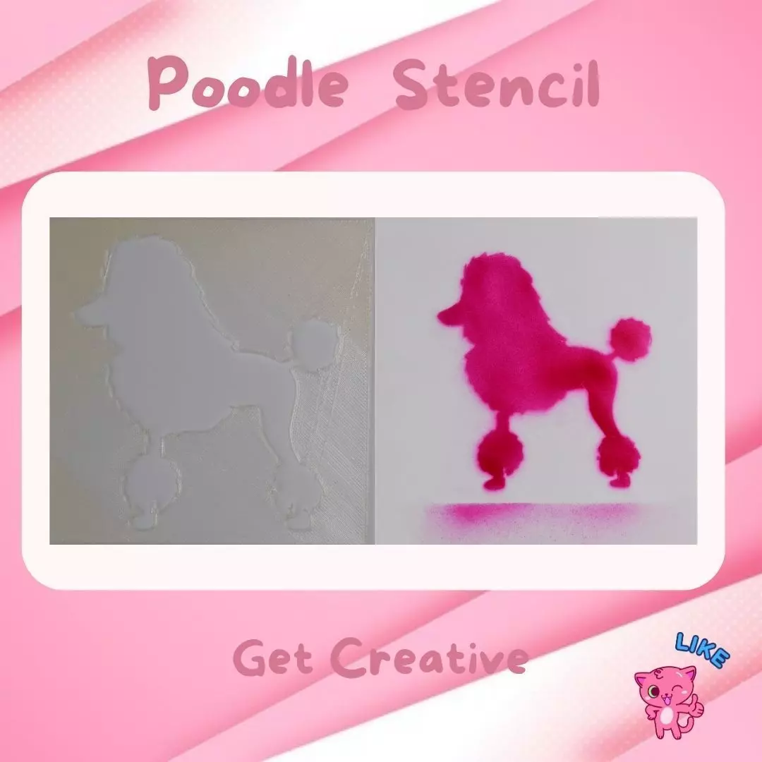 Poodle Stencil 3D print model_0