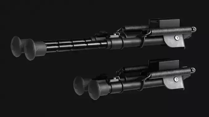 Harris S-BRM Picatinny Rail Bipod Attachment - Game Asset Low-poly 3D model