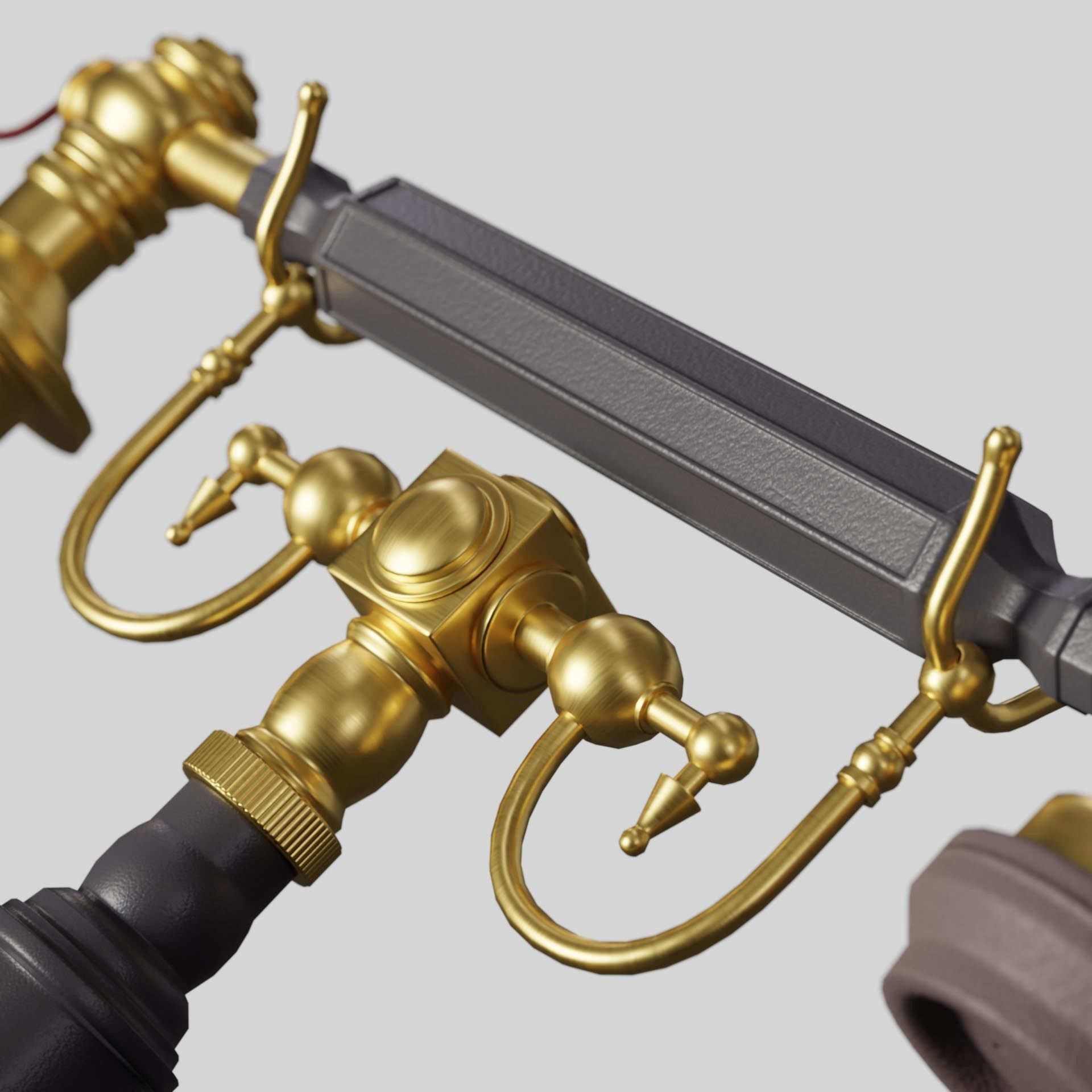 Golden Eiffel Tower Phone Low-poly 3D model_12