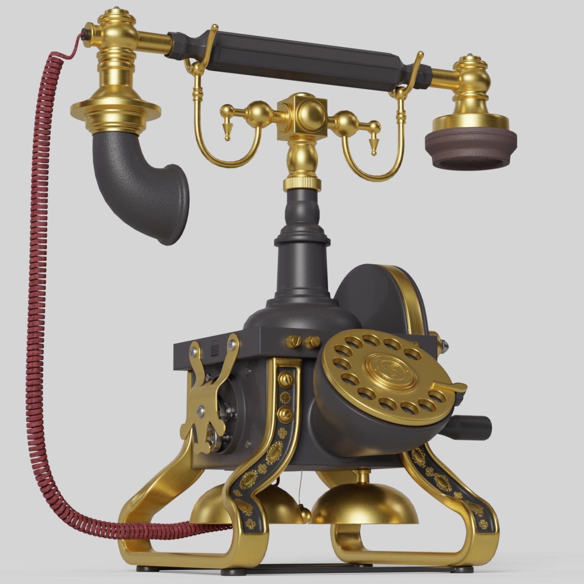 Golden Eiffel Tower Phone Low-poly 3D model_10