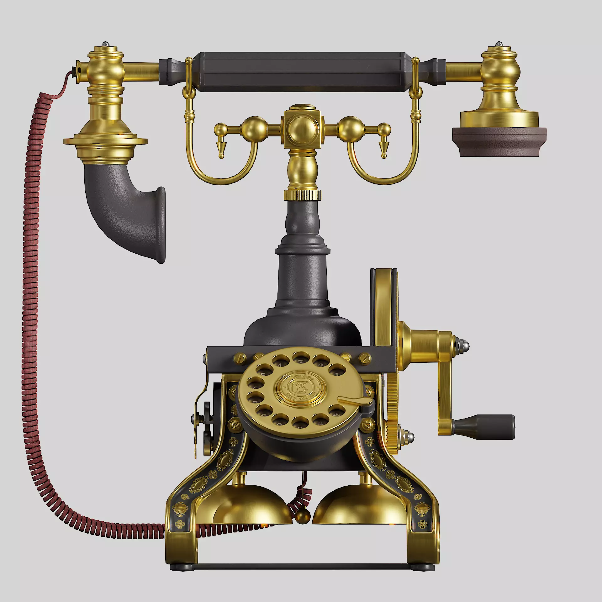 Golden Eiffel Tower Phone Low-poly 3D model_0