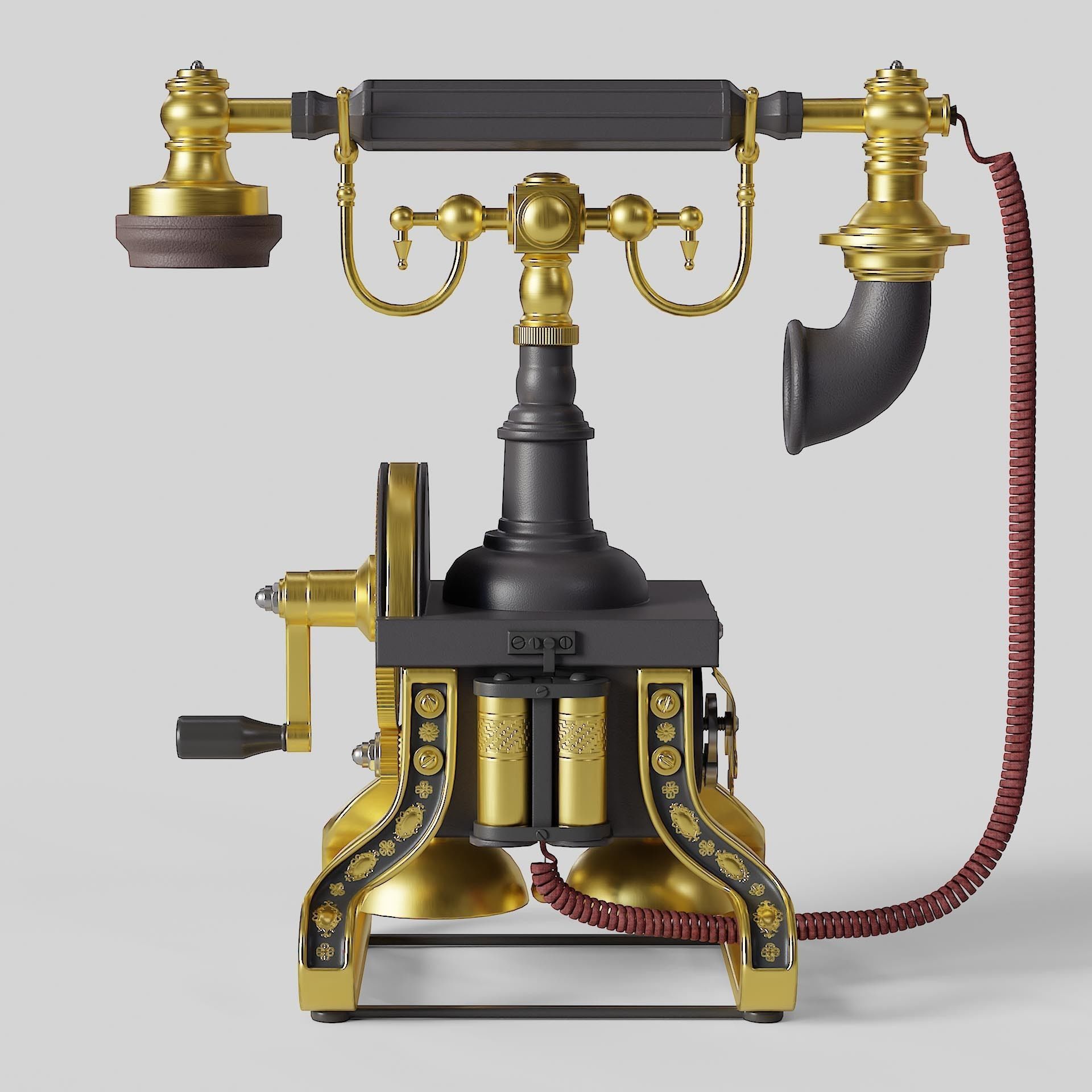 Golden Eiffel Tower Phone Low-poly 3D model_3