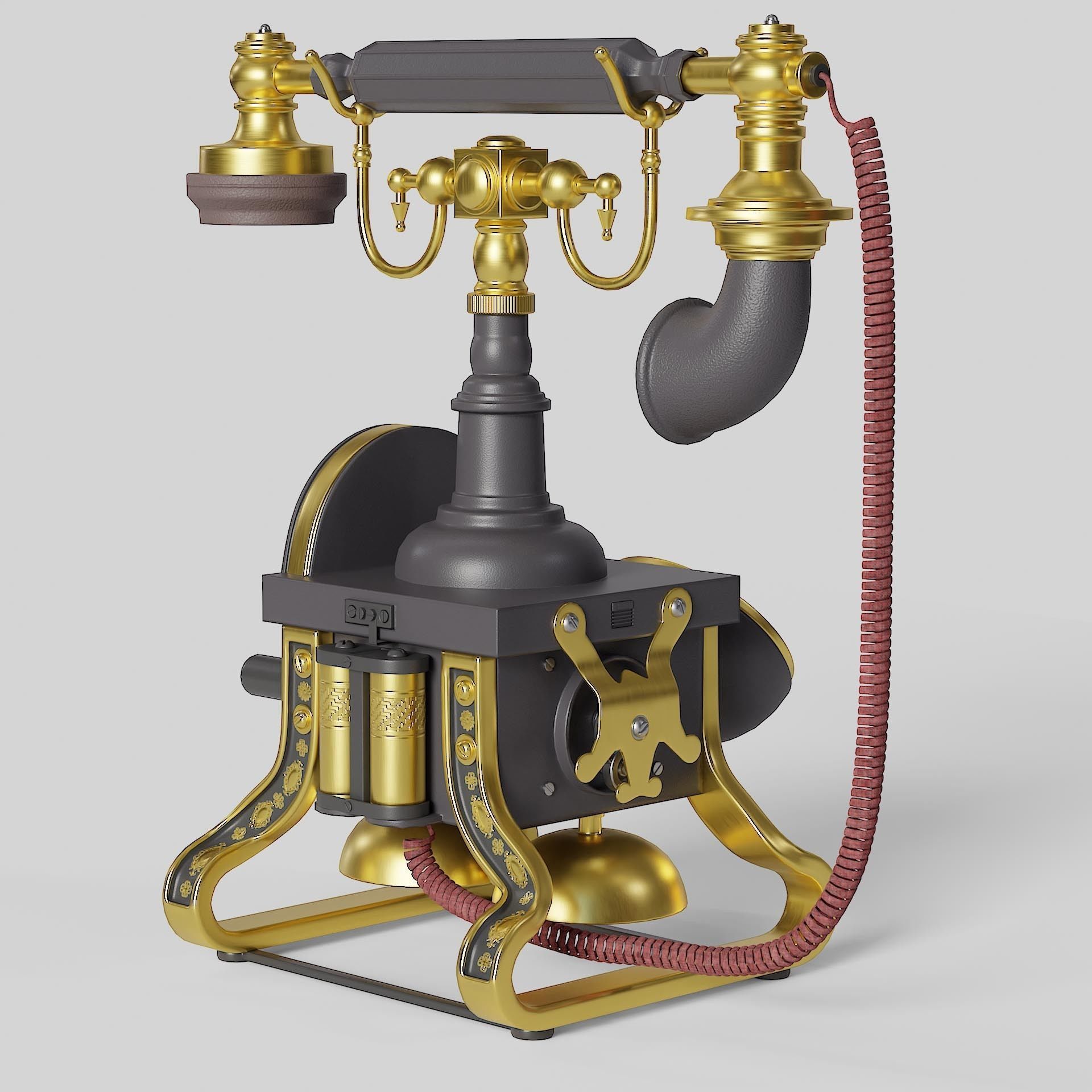 Golden Eiffel Tower Phone Low-poly 3D model_4