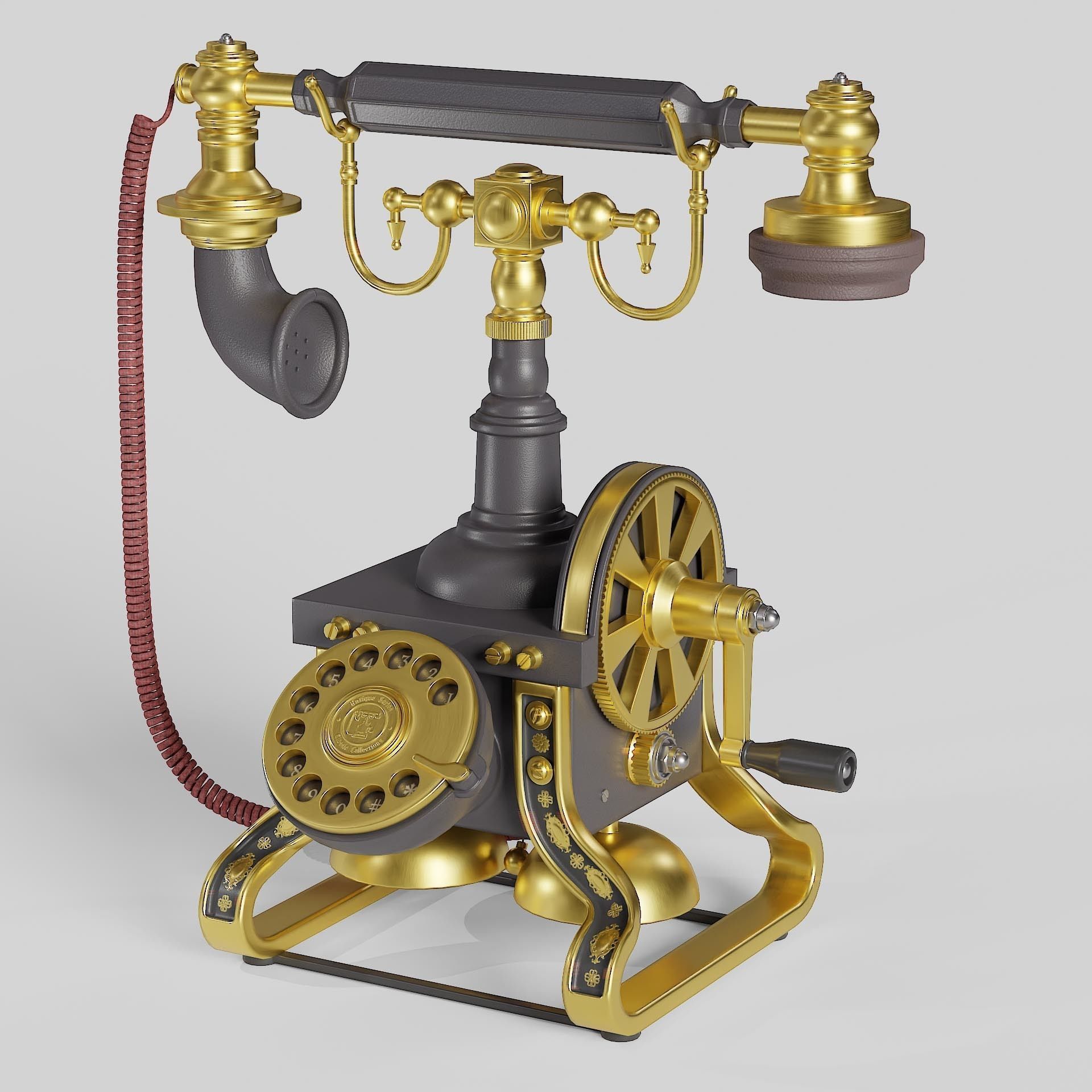 Golden Eiffel Tower Phone Low-poly 3D model_2