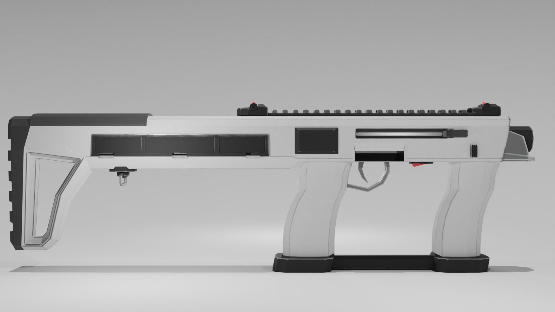 Sci-Fi sub-machine gun model Free low-poly 3D model_2